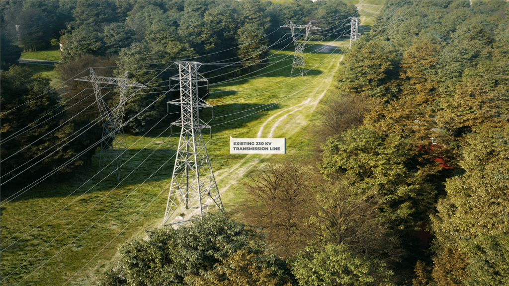<h2>Step 1: Existing Conditions</h2>Existing 230 kV Double-Circuit transmission line.