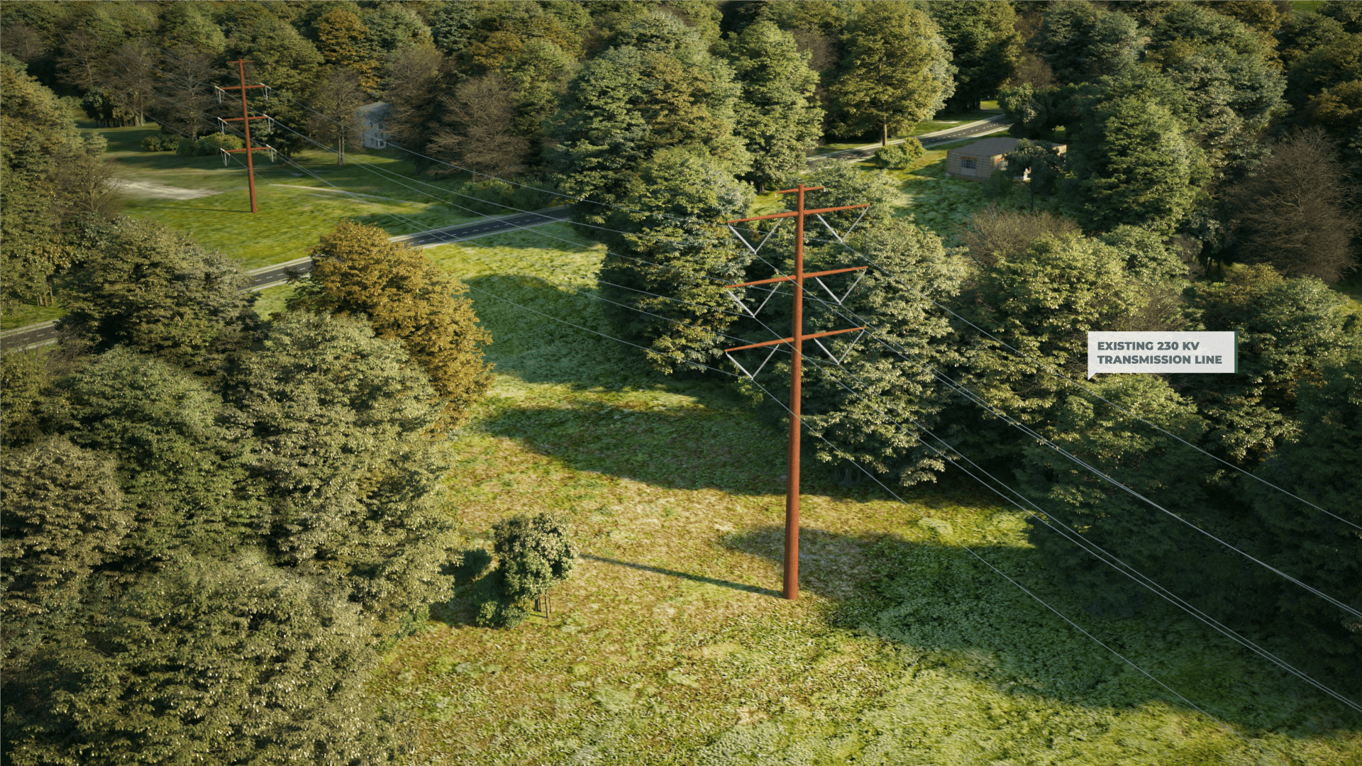 <h2>Step 1: Existing Conditions</h2>Existing 230 kV Double-Circuit transmission line.